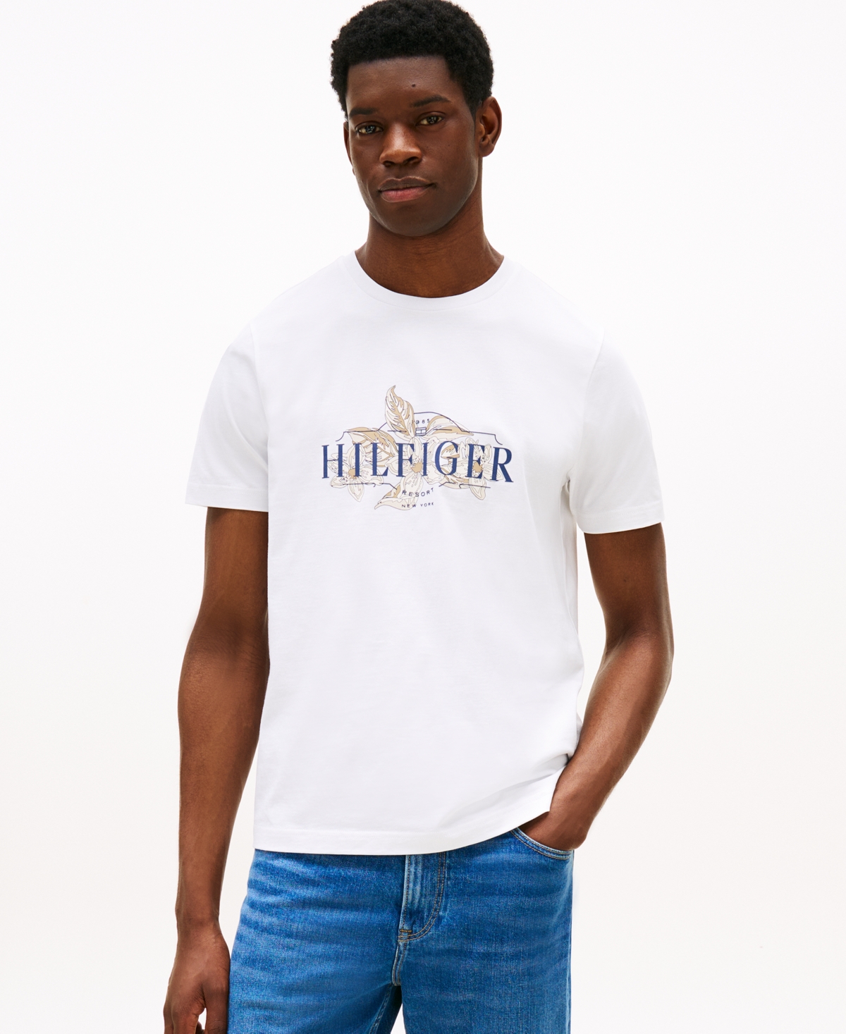 Tommy Hilfiger Tropical Floral Logo T In White