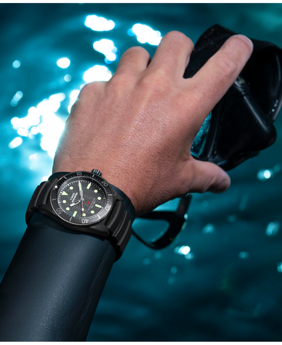 Timex Men's Analog Black Rubber Strap Watch, 41mm In Black