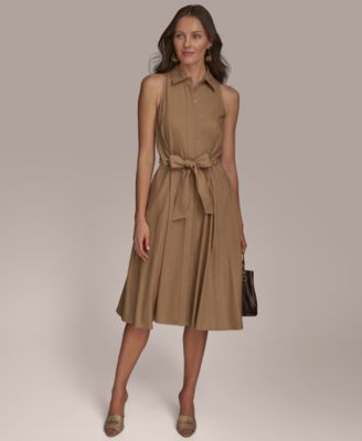 Donna Karan New York Women's Belted Linen Shirt Dress - Macy's