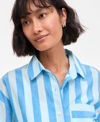 Women's Striped Long-Sleeve Shirt, Exclusively at Macy's