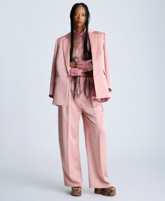 Women's Satin Twill Pleated Wide-Leg Pants