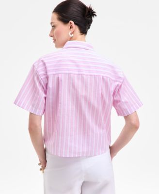 Women's Cotton Adventure Stripe Short-Sleeve Shirt, Exclusively at Macy's