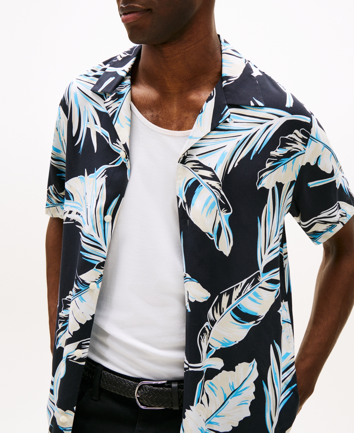 Tommy Hilfiger Regular Fit Banana Leaf Print Camp Shirt In Multi