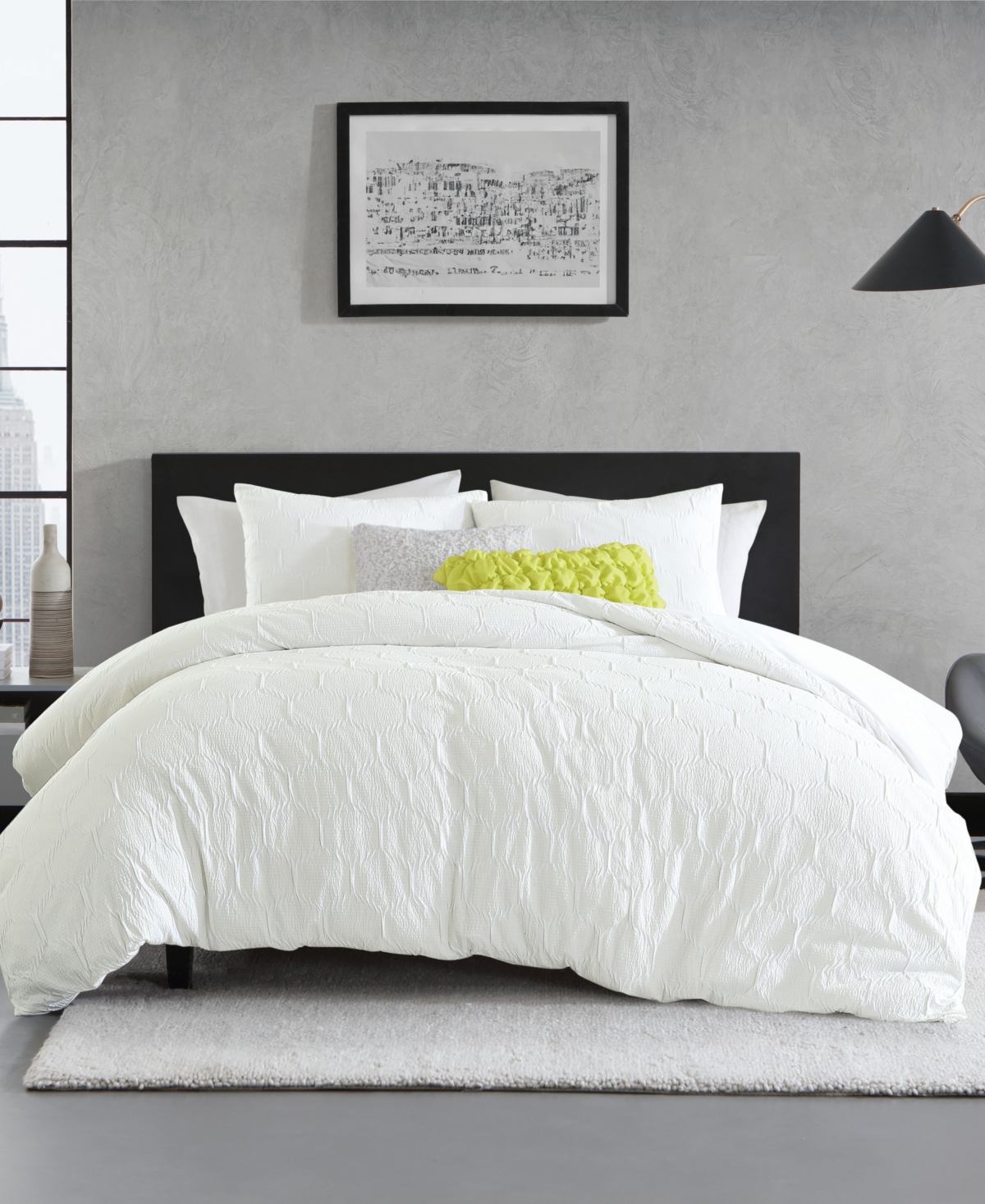 Shop Dkny Modern Hexagon 3 Piece Comforter Set, Full/queen In White