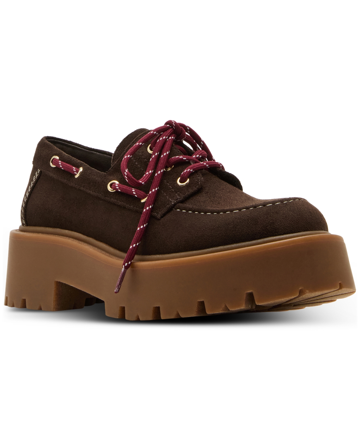 Caden Platform Lug-Sole Boat Shoes - Tan Distressed