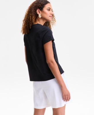 Women's Cotton Eyelet Short-Sleeve T-Shirt, Exclusively at Macy's