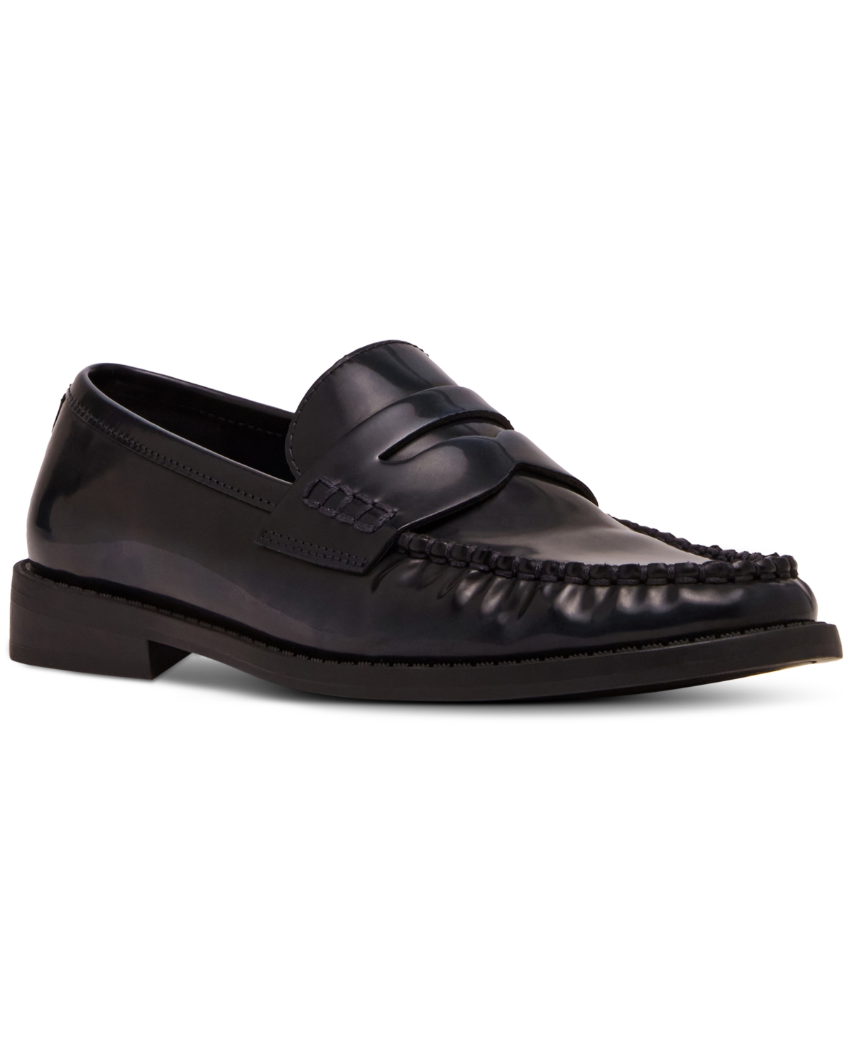 Prep Moc-Toe Tailored Loafer Flats - Navy Ruboff