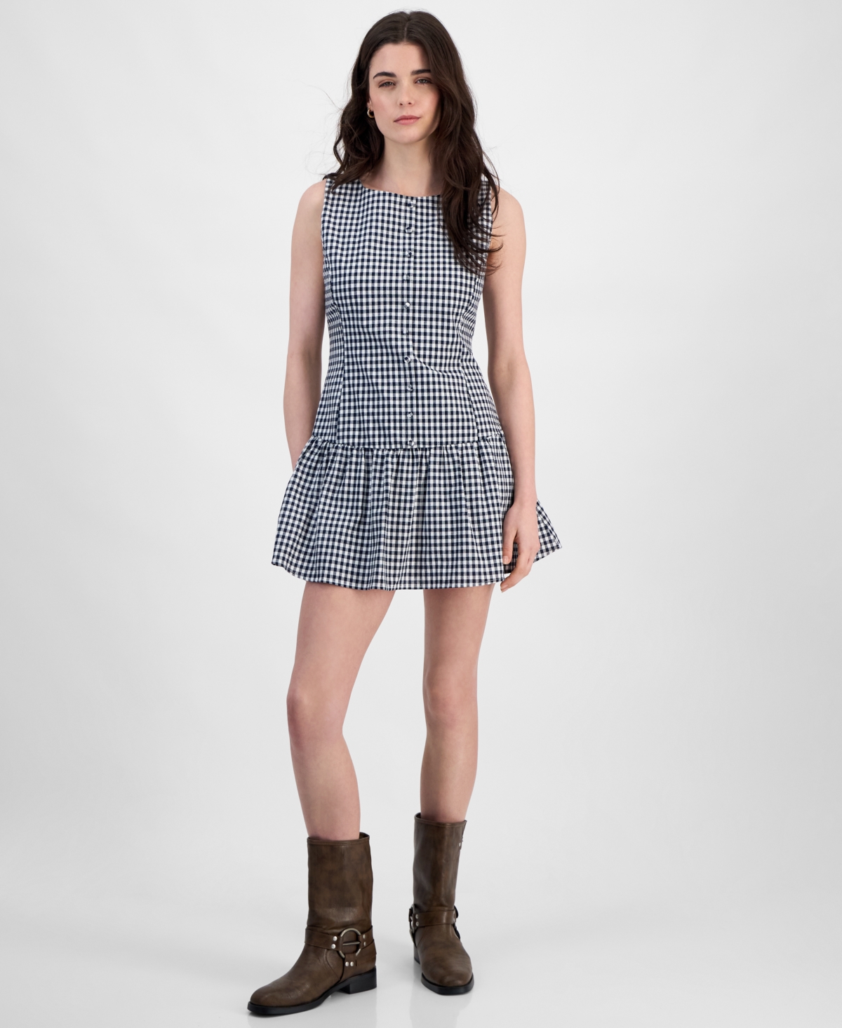 by Iot Juniors' Drop-Waist Sleeveless Mini Dress - White