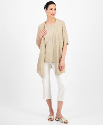 売れ筋商品|||ジェイエムコレクション ニット&セーター アウター レディース Petite Short-Sleeve Shine Cardigan, Exclusively at Macy's Silver Lurex JM Collection Petite Short-Sleeve Shine Cardigan