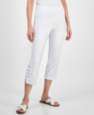 Women's Side Lace-Up Pull-On Capri Pants, Created for Macy's