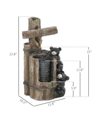 3-Tier 22.8" Outdoor Waterfall Fountain with LED Lights, Pump