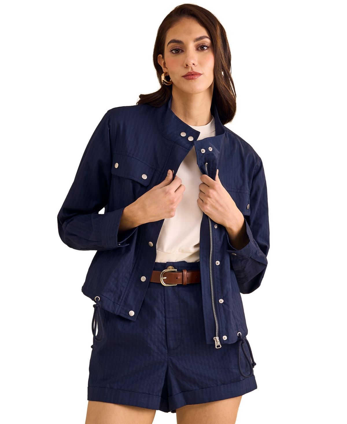 Women's Cotton Drawcord-Hem Jacket - Indigo Night