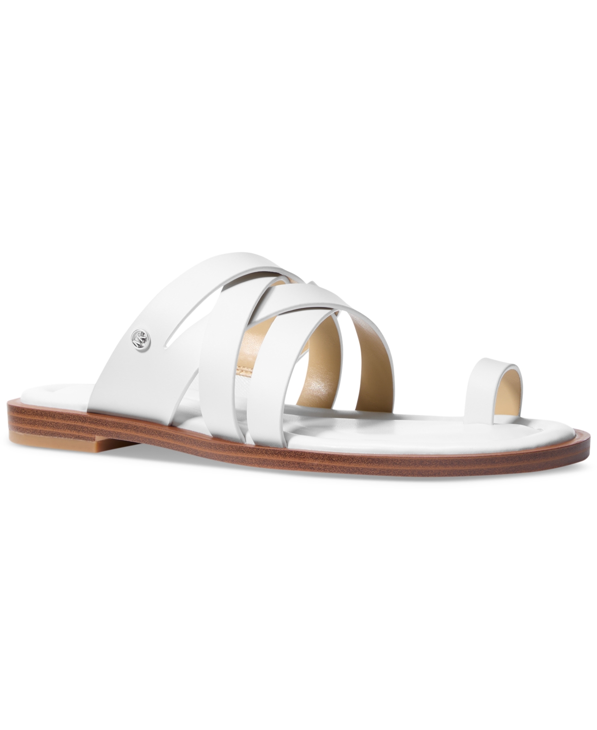 Michael Kors Nora Leather Sandal In Optic White