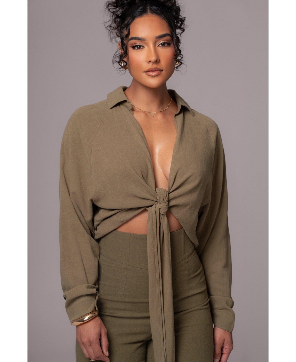 Women's Soho Front Tied Woven Top - Ivory