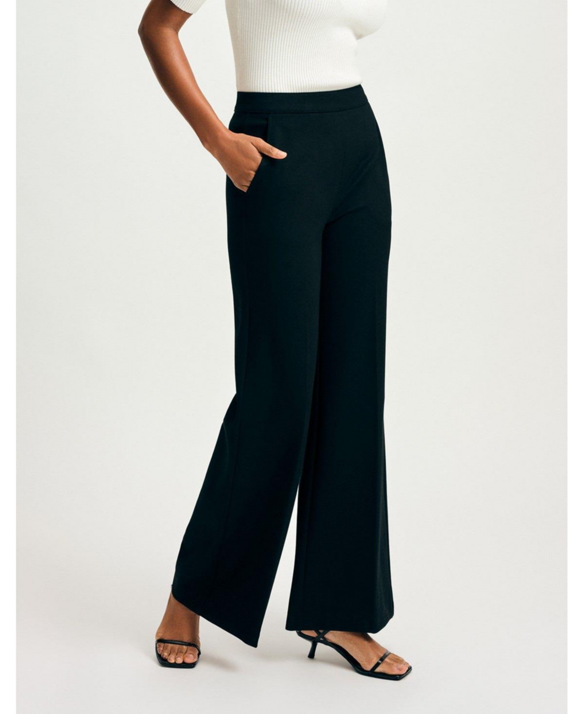 Women's Ponte Wide Leg Pant - Black