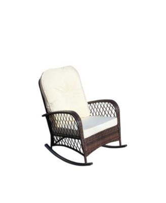 Streamdale Outdoor wicker rocking chair with cushion, Patio, garden, backyard, Beige