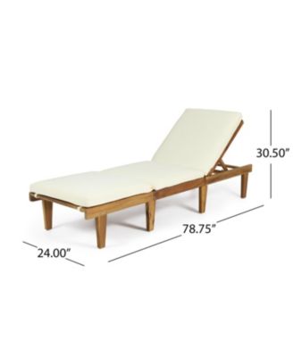 Streamdale Acacia Wood Chaise Lounge with Cushion - Teak Finish