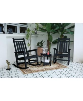Streamdale 3-Piece Rocking Chair Set, All-Weather Rockers & Table - Black