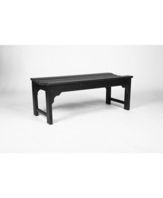 Streamdale Black, backless HDPE Adirondack bench, Wood texture, all-weather, UV protected