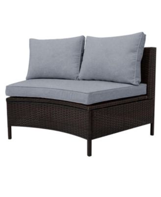 Streamdale 5-Piece Brown Wicker Patio Half-Moon Sofa Set with Gray Cushions