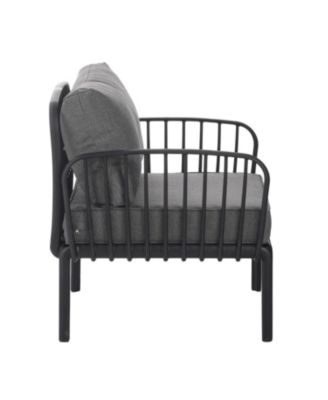 Streamdale 9pc Patio Set, Modern sectional with 2 tables, waterproof cushions, black & gray