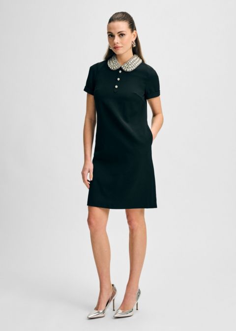 Женское платье Isaac Mizrahi Jewel Collar Cad Shift, цвет: Чёрный