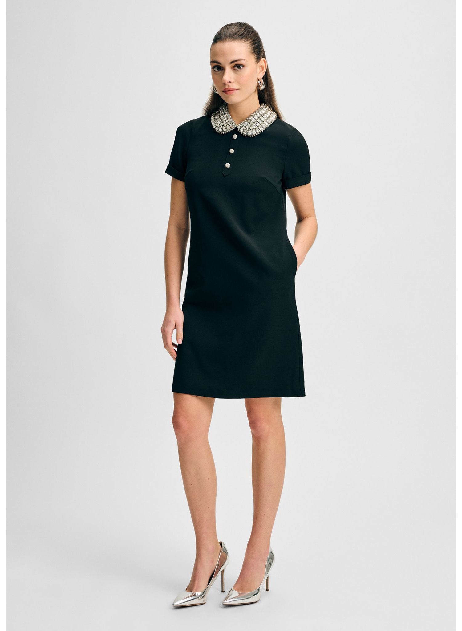 Women's Jewel Collar Cad Shift Dress