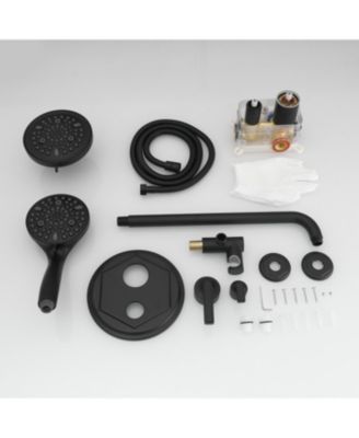 Single Handle 2-Spray Shower Faucet Set 1.8 GPM with Valve Dual Handheld Shower Head with High Pressure in Matte Black