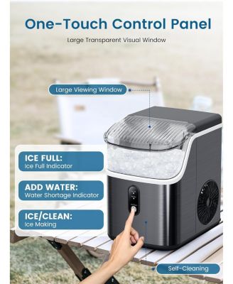 35lbs/Day,One-Click Operation,Self-Cleaning Countertop Nugget Ice Makers Ice Maker Machine