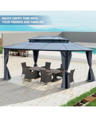 Streamdale 12'x16' Aluminum Gazebo, Polycarbonate Roof, Netting & Curtains