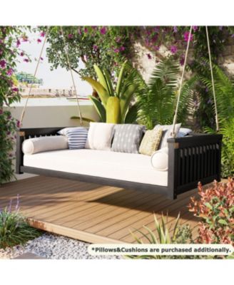 Streamdale Minimalist Twin Swing Bed, Backyard/Porch, Sloped Design, Black