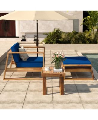 Streamdale Acacia Lounge Set, Chair & Ottoman, Patio/Balcony/Garden