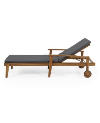 Streamdale Acacia Wood Adjustable Outdoor Chaise Lounge with Water-Resistant Cushion