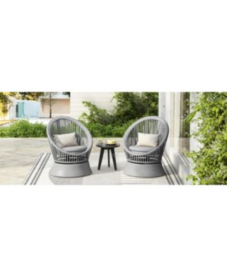Streamdale (Set of 2) 26,7" Modern Silver Grey Swivel Wicker Lounge Chair