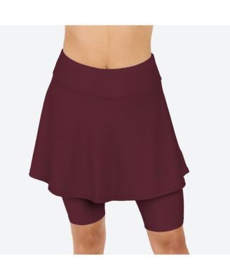 Women's Flared Mid-Thigh Swim Skirt With Bike Shorts