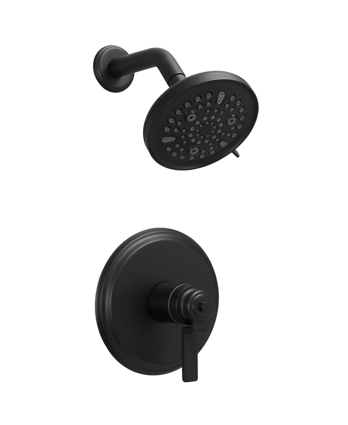 Single Handle 1-Spray Round Rain Shower Faucet Set 1.8 Gpm with High Pressure Shower Head in Matte Black - Matte black
