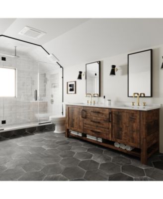 Industry Style 8 in. Widespread Double Handle High-Arc Bathroom Faucet Water-Saving With Drain Kit in Brushed Gold