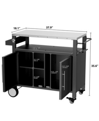 Streamdale Outdoor Grill Cart, Storage, Hooks, Spice Rack - Black