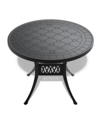 Streamdale 5-pc Cast Aluminum Dining Set, 4 Swivel Chairs, 39" Round Table, Black Frame