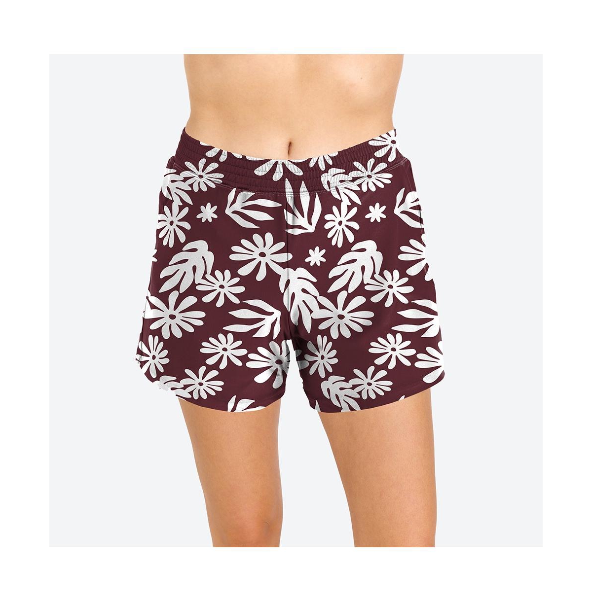Plus Size Classic Fit Swim Shorts With Panty - Wine tropics