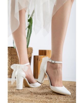 Lilly Bridal Shoes with Lace Back Bow