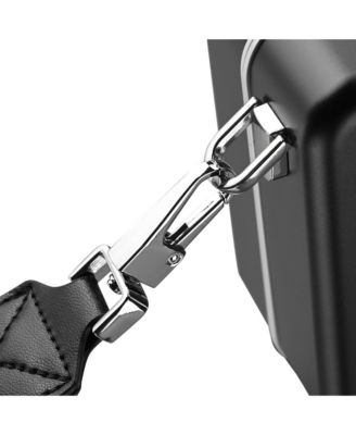 Mini Suitcase Crossbody Bag Portable Hard Shell Aluminum Cosmetic Makeup Case with Adjustable Strap Travel Handbag for Makeup Artist,Red