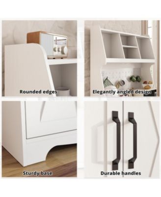 Coffee Bar Cabinet with Storage and Pegboard and Power Outlet