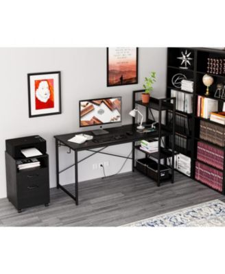 Computer Desk 47" with Power Outlet and Storage Shelves