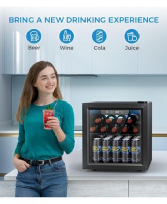 1.3 cu.ft 12 Bottle 48 Can Wine Cooler/Mini Fridge/Beverage Refrigerator Countertop Clear Glass Door for Beer&Soda