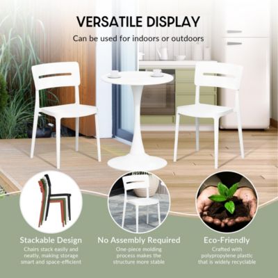 Modern 5-Piece Resin Round Patio Dining Table Set with Stackable Patio Dining Chairs