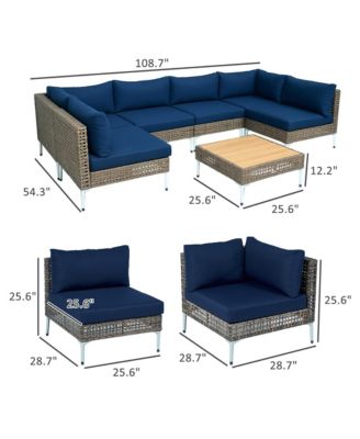 7 Piece Wicker Patio Furniture Set Outdoor Sectional, /