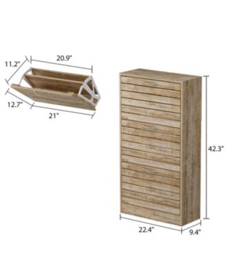 Wooden 3-Door Shoe Cabinet with Shutter Drawers and Adjustable Shelves