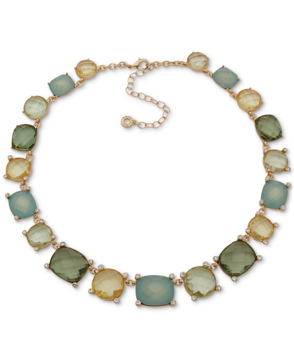 Gold-Tone Multistone Mixed Cut Collar Necklace, 16" + 3" extender - Multi
