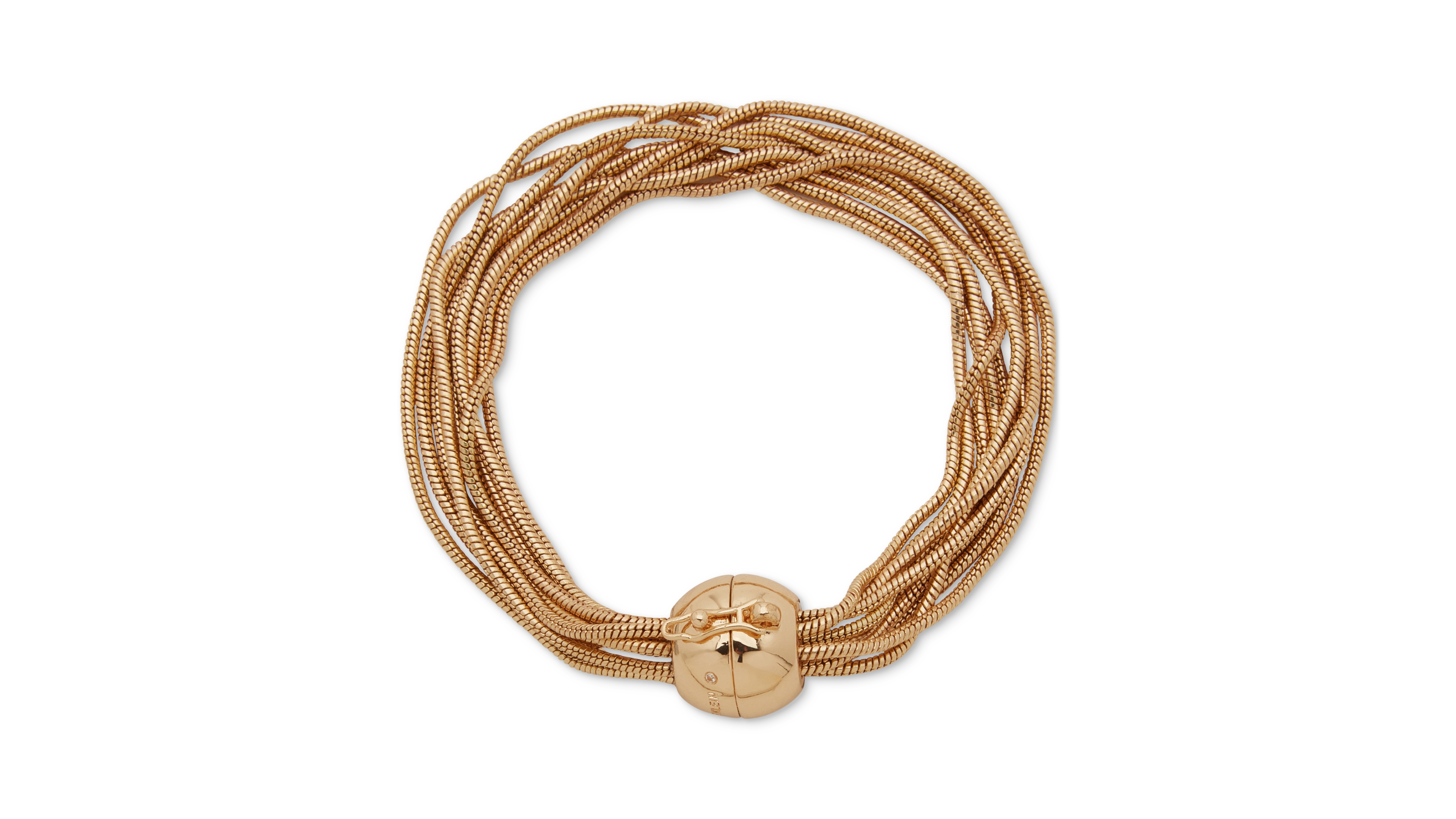 Anne Klein Gold-Tone Multirow Dome Magnetic Closure Statement Bracelet
